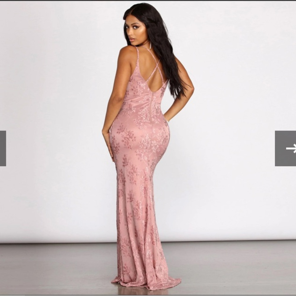 Blush Pink Vintage Style Floral Lace Prom Dress, Size small, Windsor - Picture 2 of 16